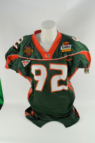 Orien Harris #92 Miami Hurricanes BCS Championship 2003 Fiesta Bowl Jersey w/Medium Use