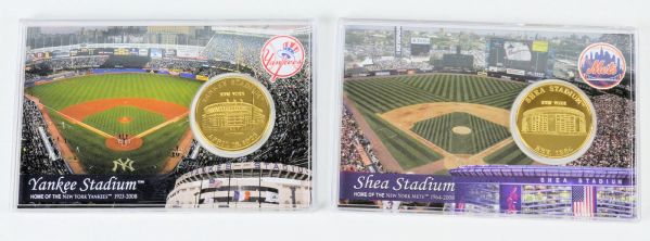 Yankees & Mets Lot of 2 Danbury Mint Coins & Cards