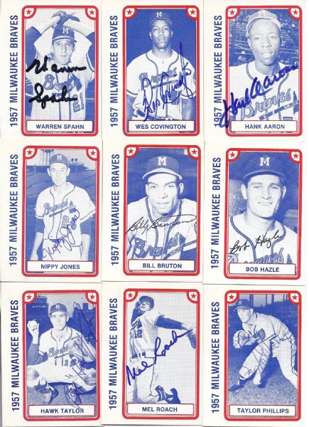 1957 Milwaukee Braves Lot of 27 Autographed Cards