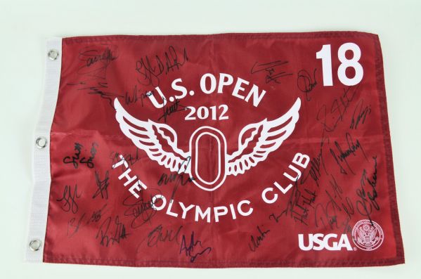 U.S. Open 2012 Olympic Club Autographed Golf Flag w/27 Signatures