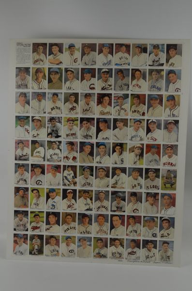 Baseball Legends Uncut Card Sheets w/Babe Ruth & Mickey Mantle