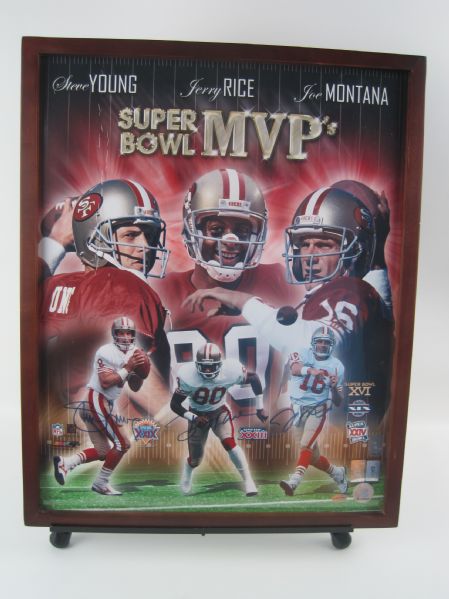 Joe Montana, Jerry Rice & Steve Young Autographed Framed 16x20 Photograph