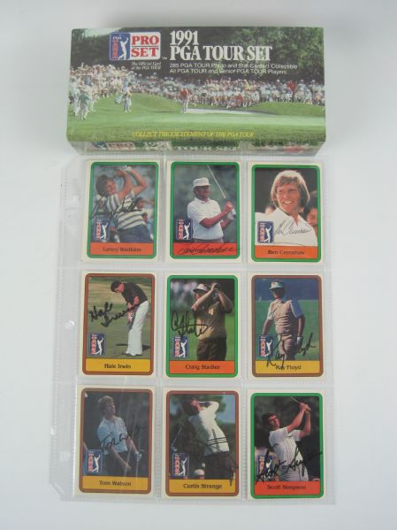 PGA Lot of 9 Autographed Golf Cards & 1991 Sealed PGA Tour Set