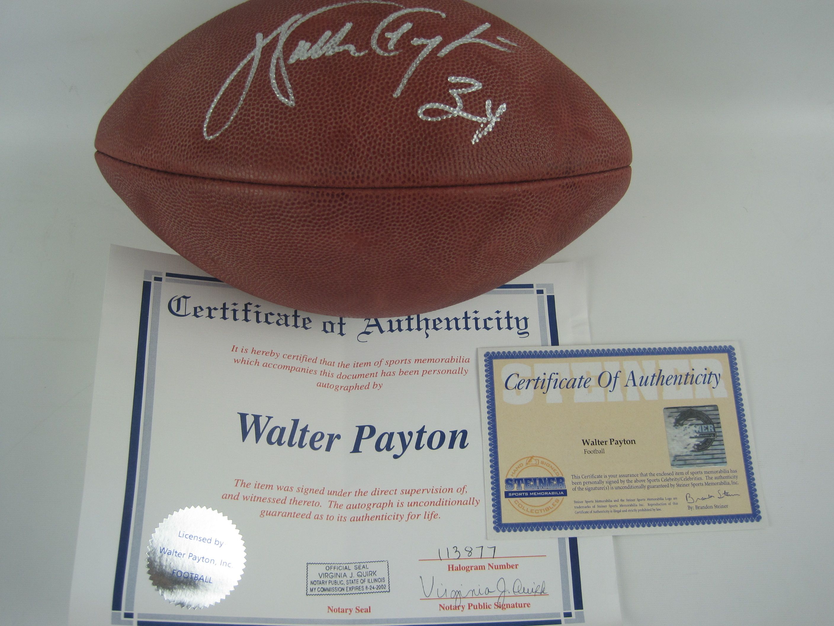 autographed walter payton football