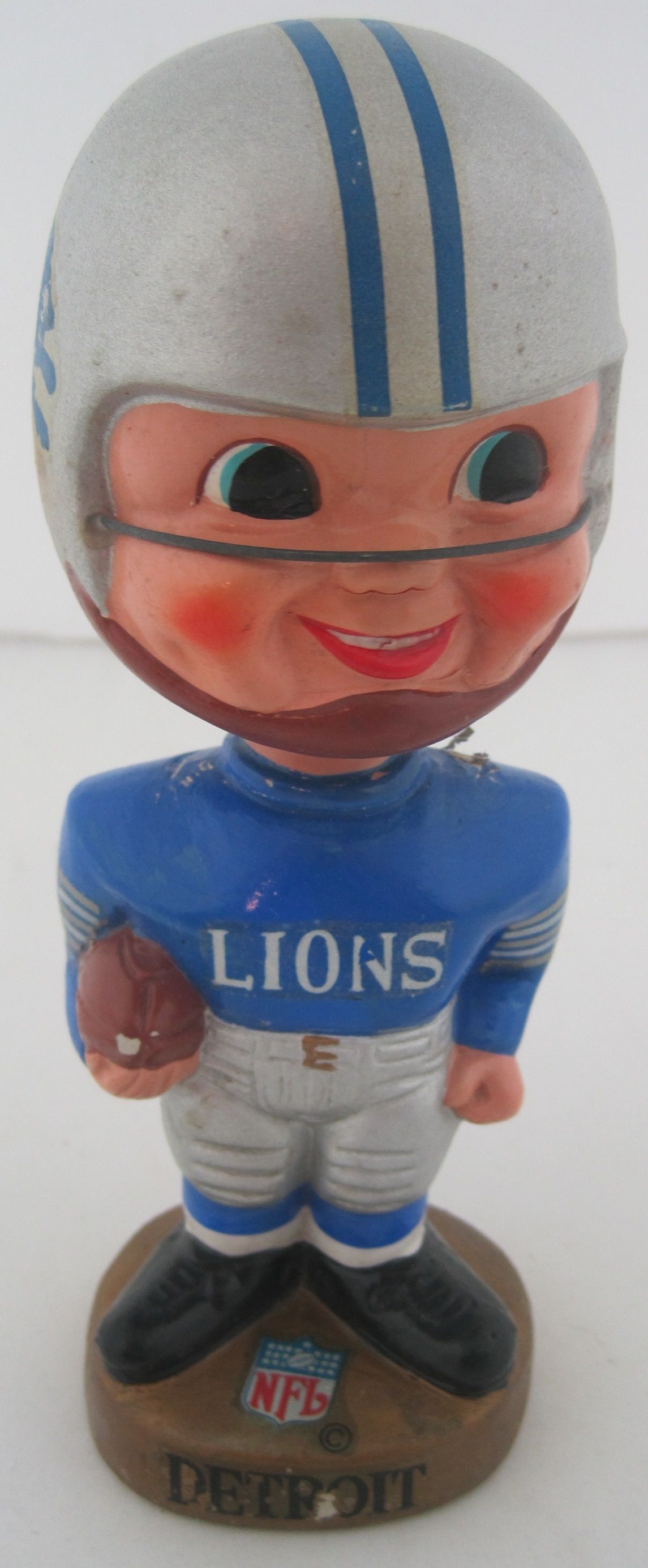 Detroit Lions NFL 1965 Vintage Bobblehead Extremely Scarce Gold Base Nodder  - Vintage Nodders