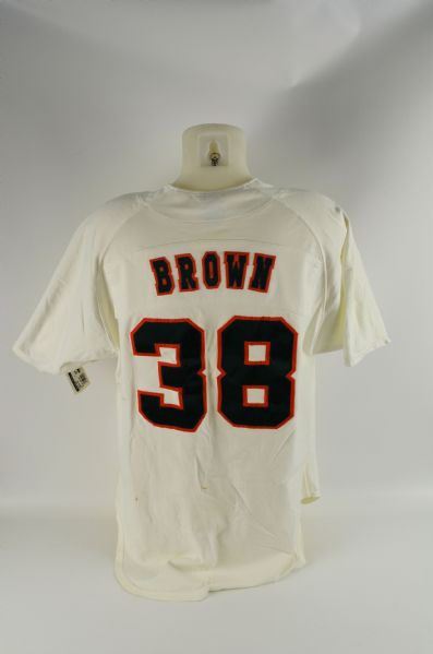 Brown #38 Miami Hurricanes Baseball Jersey w/Medium Use