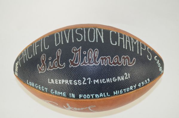 Lot Detail - Sid Gillman USFL LA Express Game Ball w/Steve Young Autograph