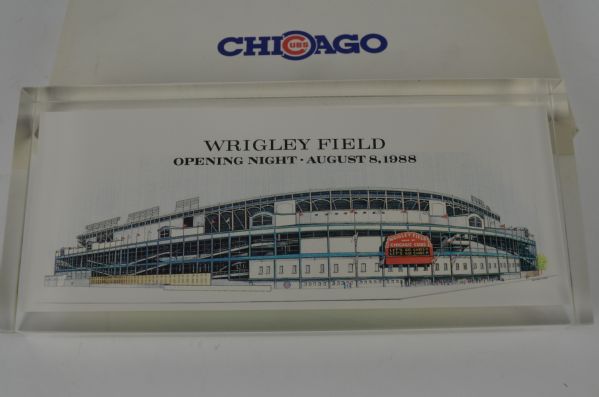 Wrigley Field Opening Night August 8 1988 Lucite Plaque In Original Box