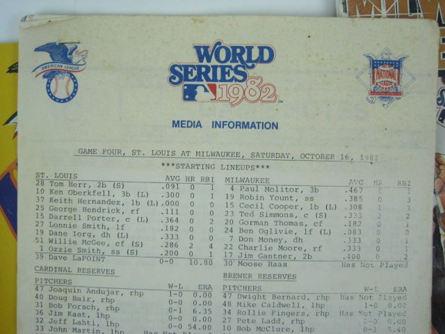 Lot Detail - Milwaukee Brewers 1982 World Series Program & Media Guide