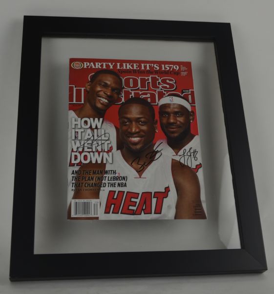 Miami Heat Big 3 Autographed & Framed Sports Illustrated Magazine