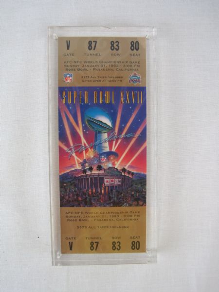 Super Bowl 27 Full Replica Ticket in Lucite Holder 