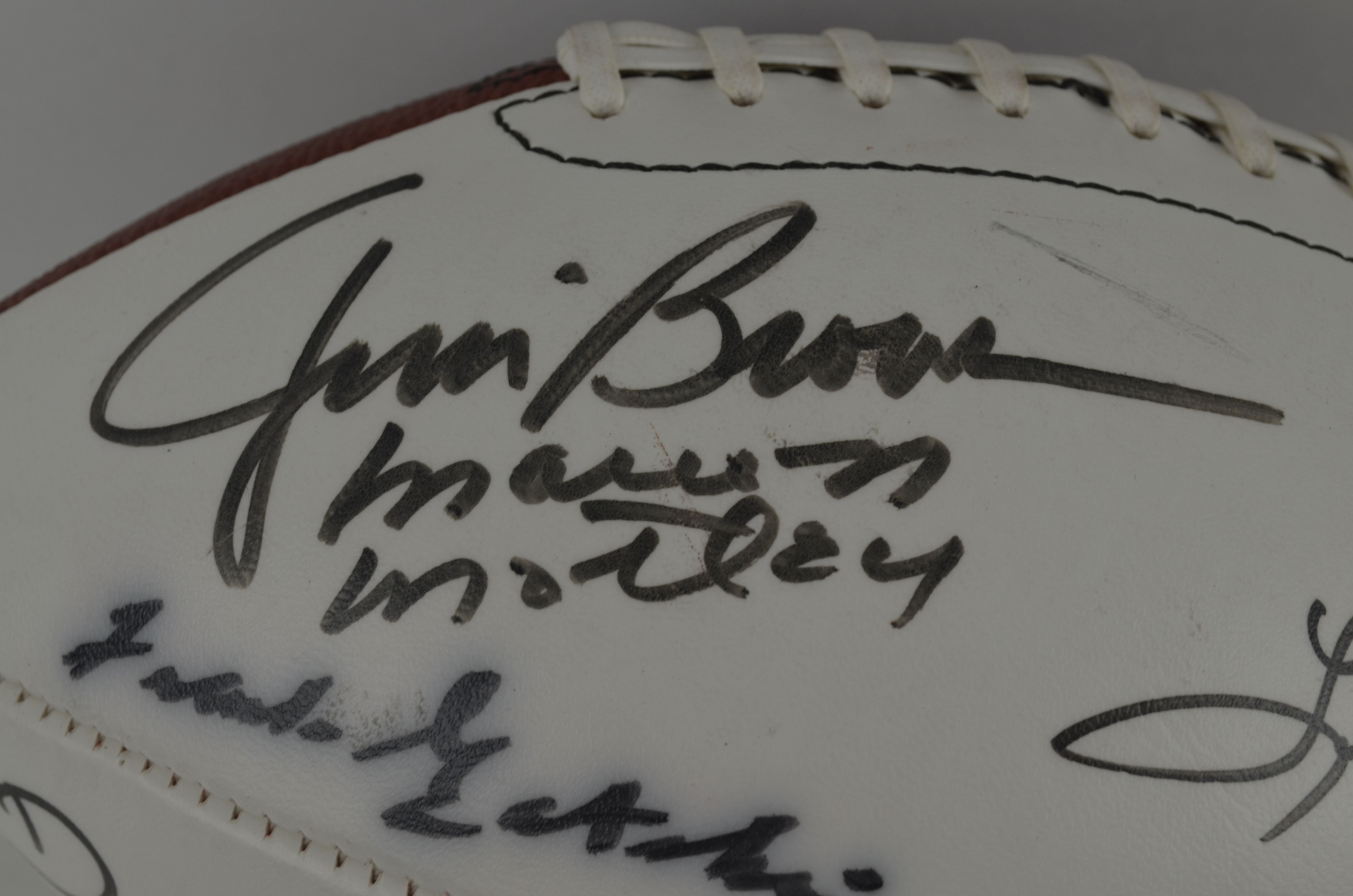 Jim Brown Cleveland Browns Autographed White Panel Logo Football – Sports- Autographs.com