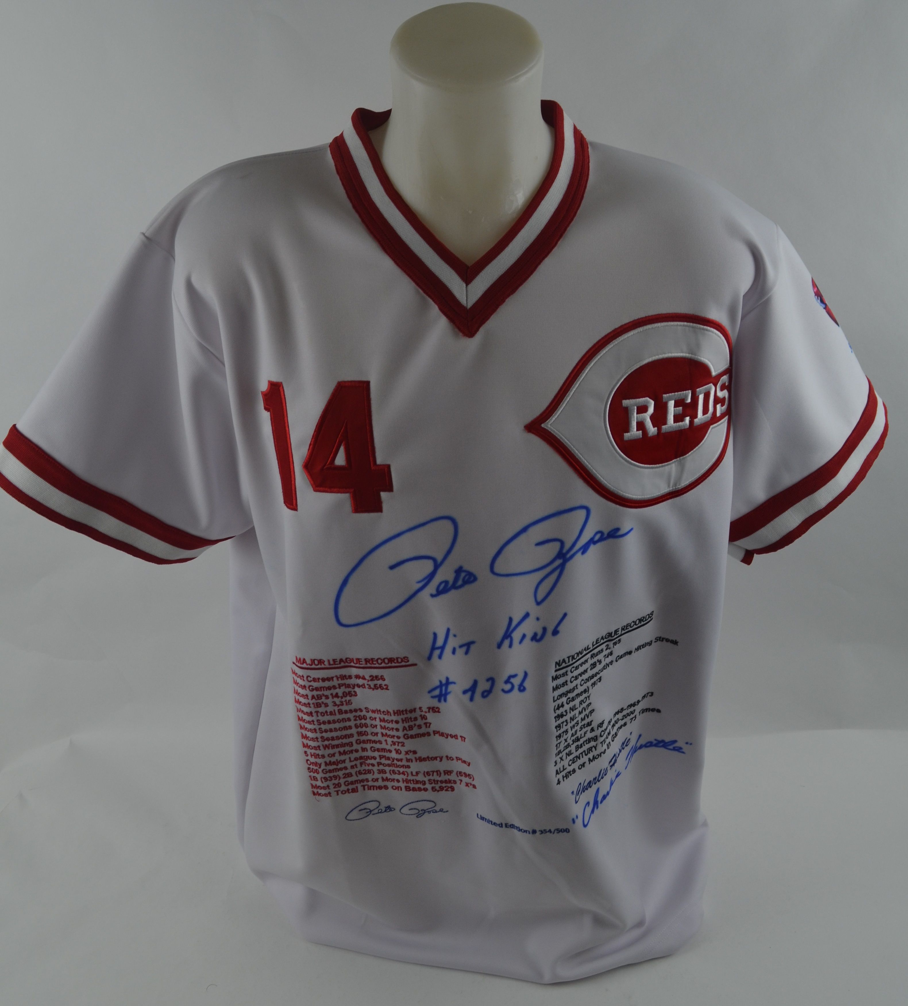 Pete Rose Signed Autographed White Jersey Pete Rose Exclusive