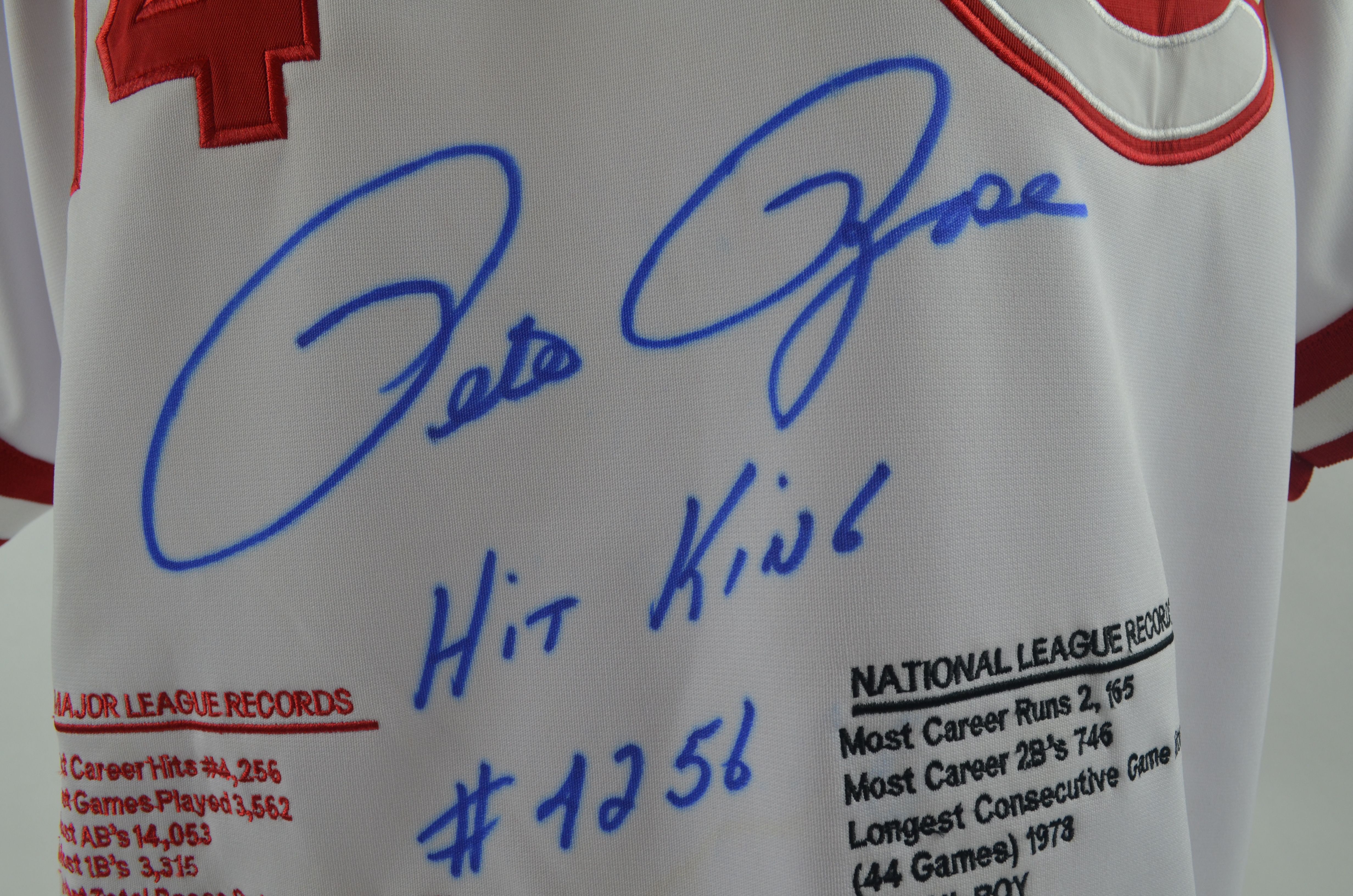 Pete Rose Autographed Jerseys, Signed Pete Rose Inscripted Jerseys