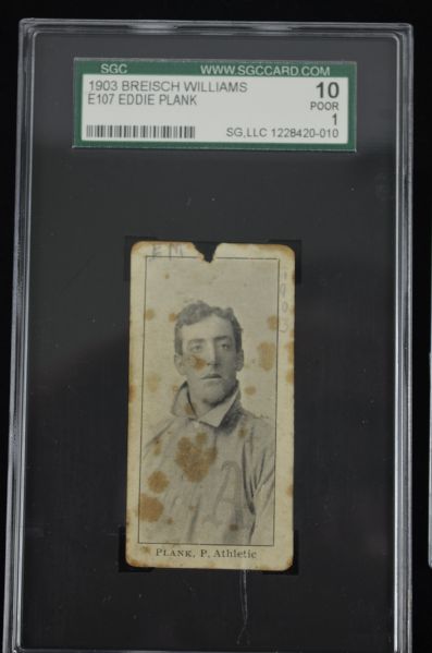 Eddie Plank RARE 1903 Breisch Williams E107 SGC 10 Card 