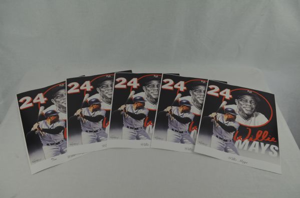 Willie Mays Lot of 5 Tim Cortes Fine Art Lithographs 14x17