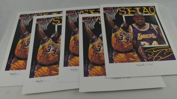 Shaquille ONeal Lot of 5 Tim Cortes Fine Art Lithographs 18x24