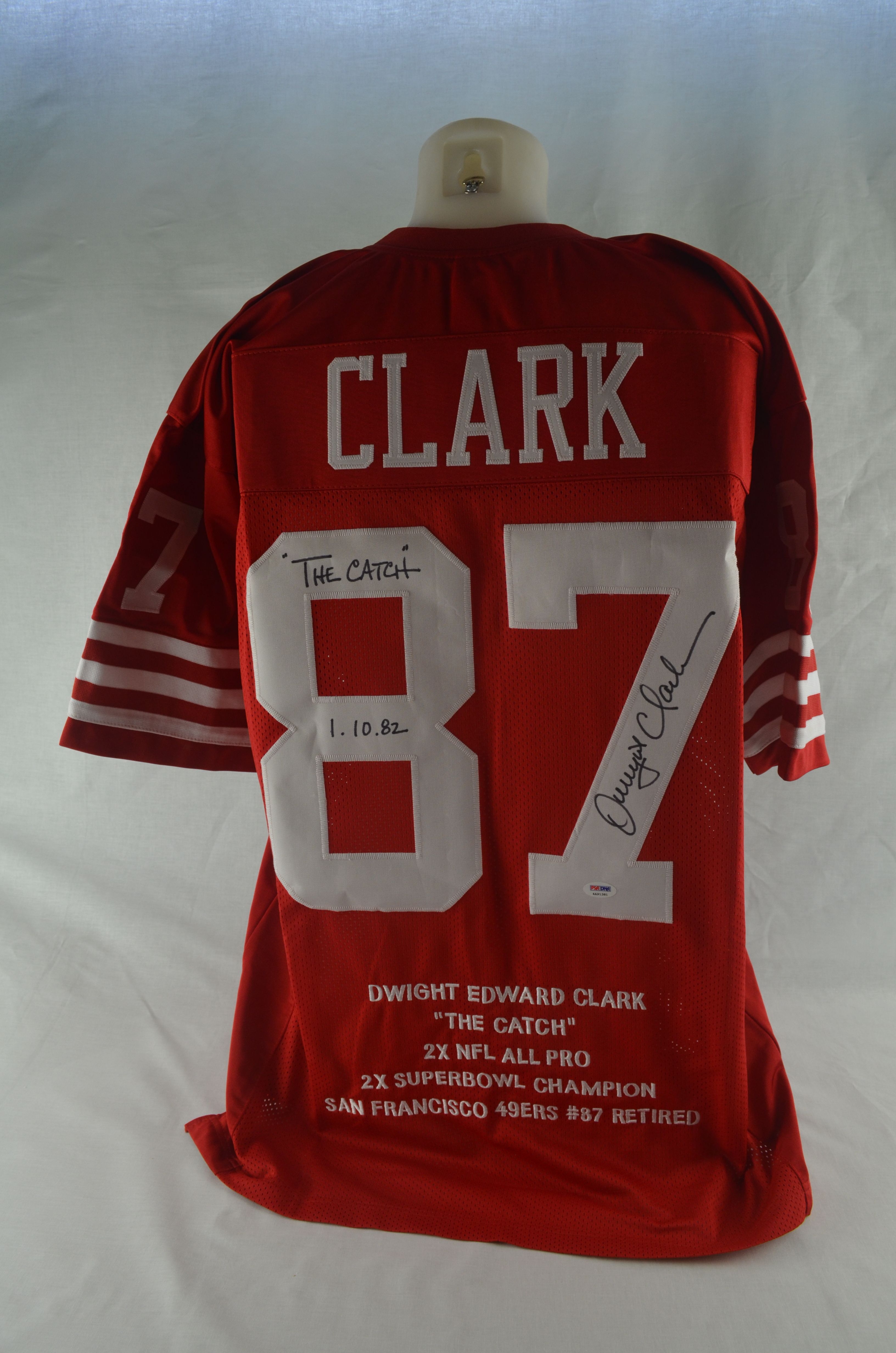 Lot Detail - Dwight Clark San Francisco 49'ers Autographed & Multi  Inscribed Stat Jersey