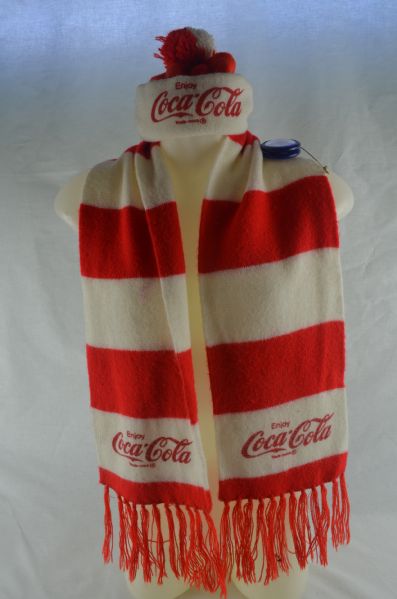 Vintage Coca Cola Collectible Hat & Scarf 