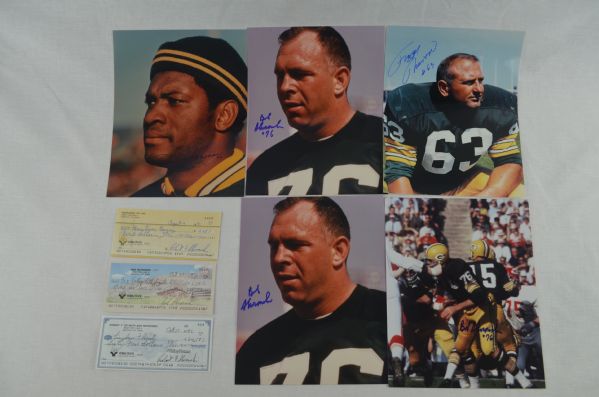 Vintage Green Bay Packers Lot of 8 Autographed Photos & Checks