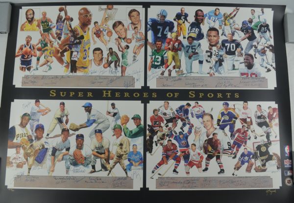 Super Heroes of Sports Autographed Limited Edition Lithograph w/60 Signatures