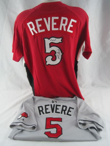 Ben Revere Lot of 2 Professional Model Rochester Red Wings Minor League Jerseys w/Medium Use