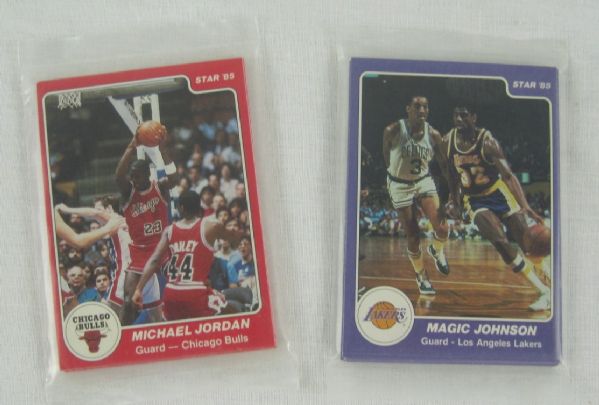 Michael Jordan 1984-85 Rookie Card #101 w/Chicago Bulls & Magic Johnson Lakers Sealed Team Sets