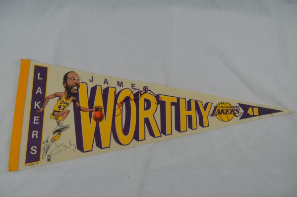 James Worthy Lakers Pennant