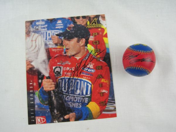 Jeff Gordon Autographed 8x10 Photo & Baseball