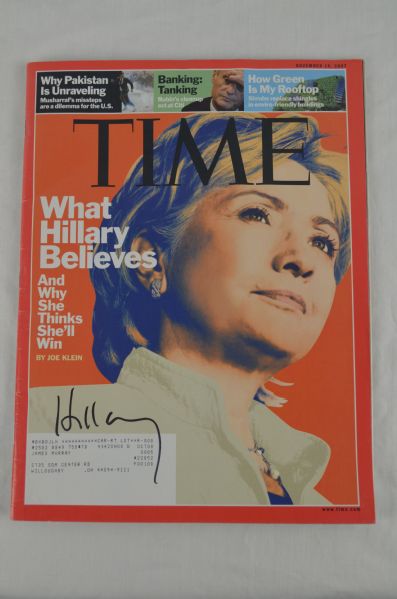 Hillary Clinton Autographed 2007 Time Magazine