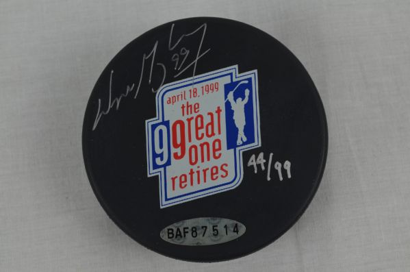 Wayne Gretzky Autographed LE #44/99 Puck UDA