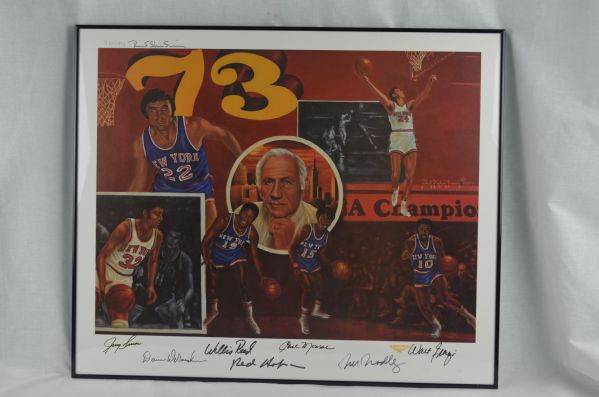 New York Knicks 1973 Team Signed Limited Edition Lithograph