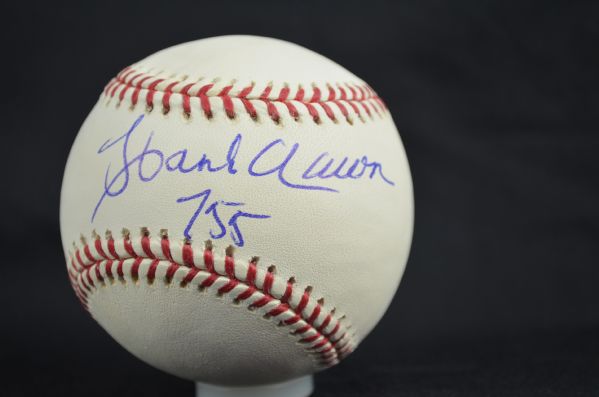 Hank Aaron 755 HR Autographed Inscribed Baseball