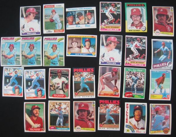 Mike Schmidt Collection of 26 Cards w/Rookie