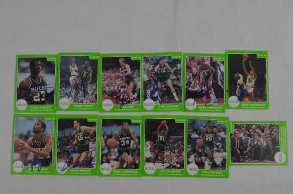 Milwaukee Bucks Autographed 1986 Star Basketball Card Team Set