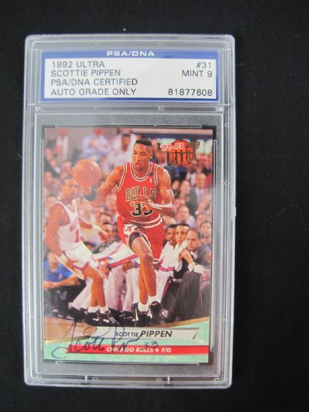 Lot Detail - Scottie Pippen Autographed Basketball Card PSA 9 Mint