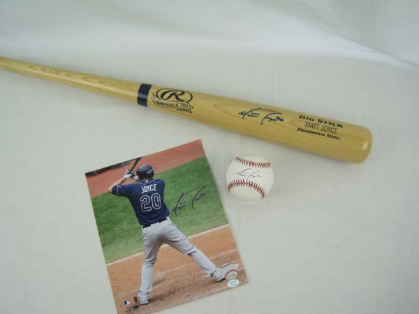 Matt Joyce Tampa Bay Rays Autographed Bat Ball & Photo