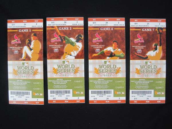 St. Louis Cardinals Collection of 4 World Series Tickets 2011 Champions