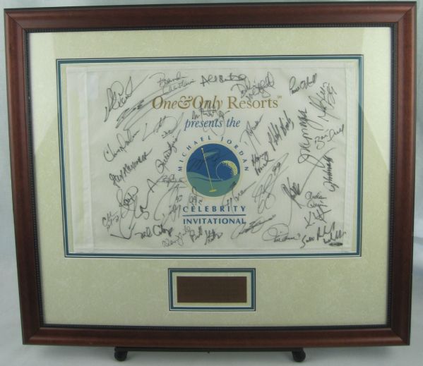 Michael Jordan 2006 Celebrity Invitational Framed Golf Flag w/36 Signatures Upper Deck Authenticated