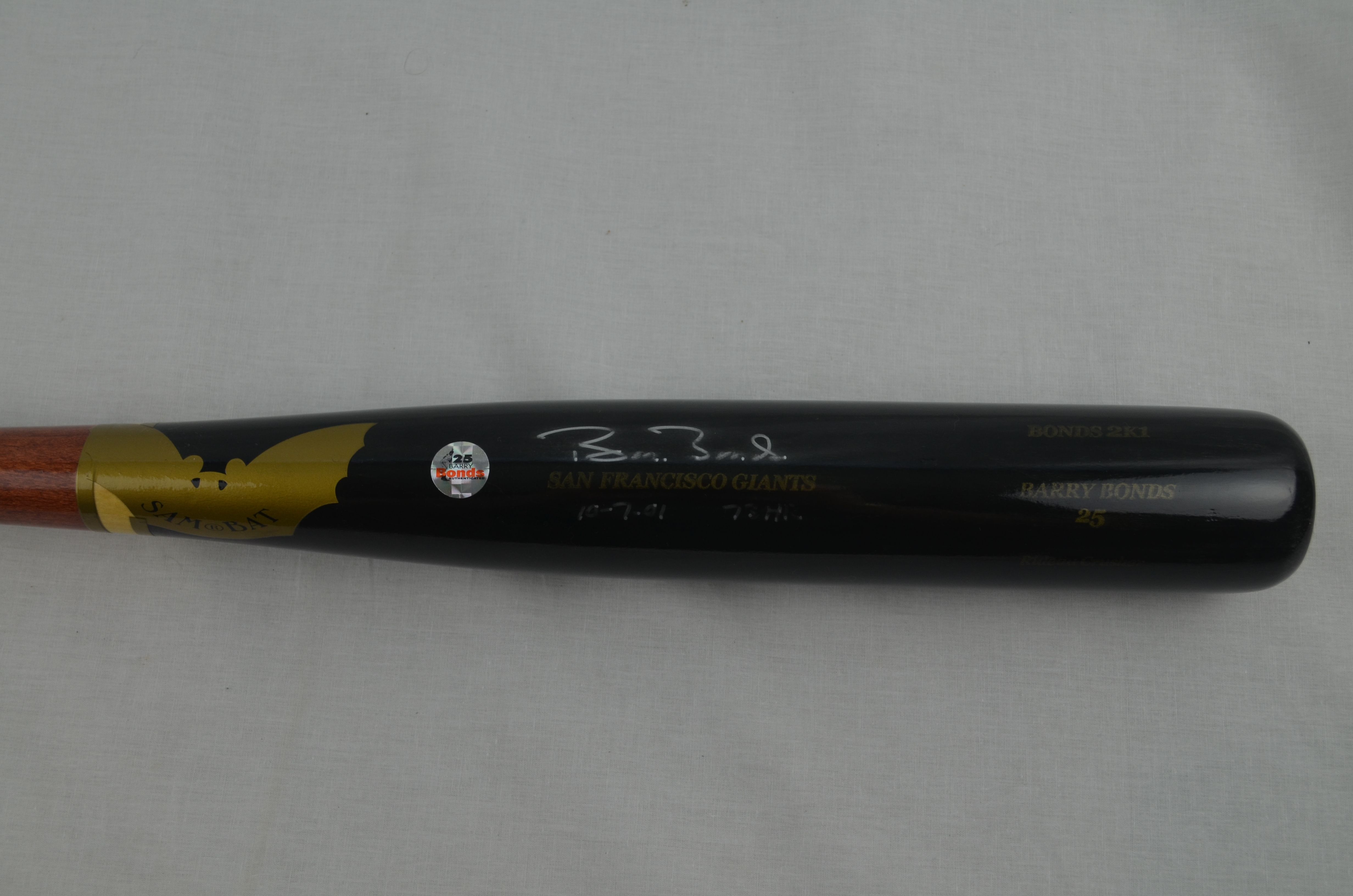 2002 Barry Bonds Game Used & Signed Sam Bonds 2k1 Model Bat Used