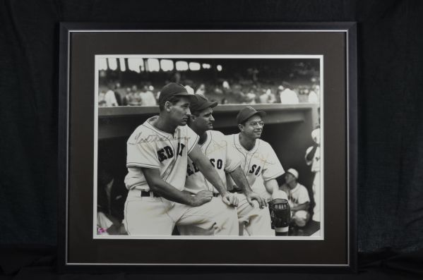 Ted Williams Bobby Doerr & Dom DiMaggio Autographed & Framed Photo