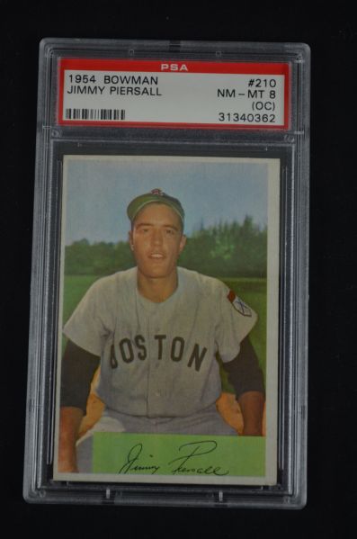 Jimmy Piersall 1954 Bowman Card Graded PSA 8 (oc)