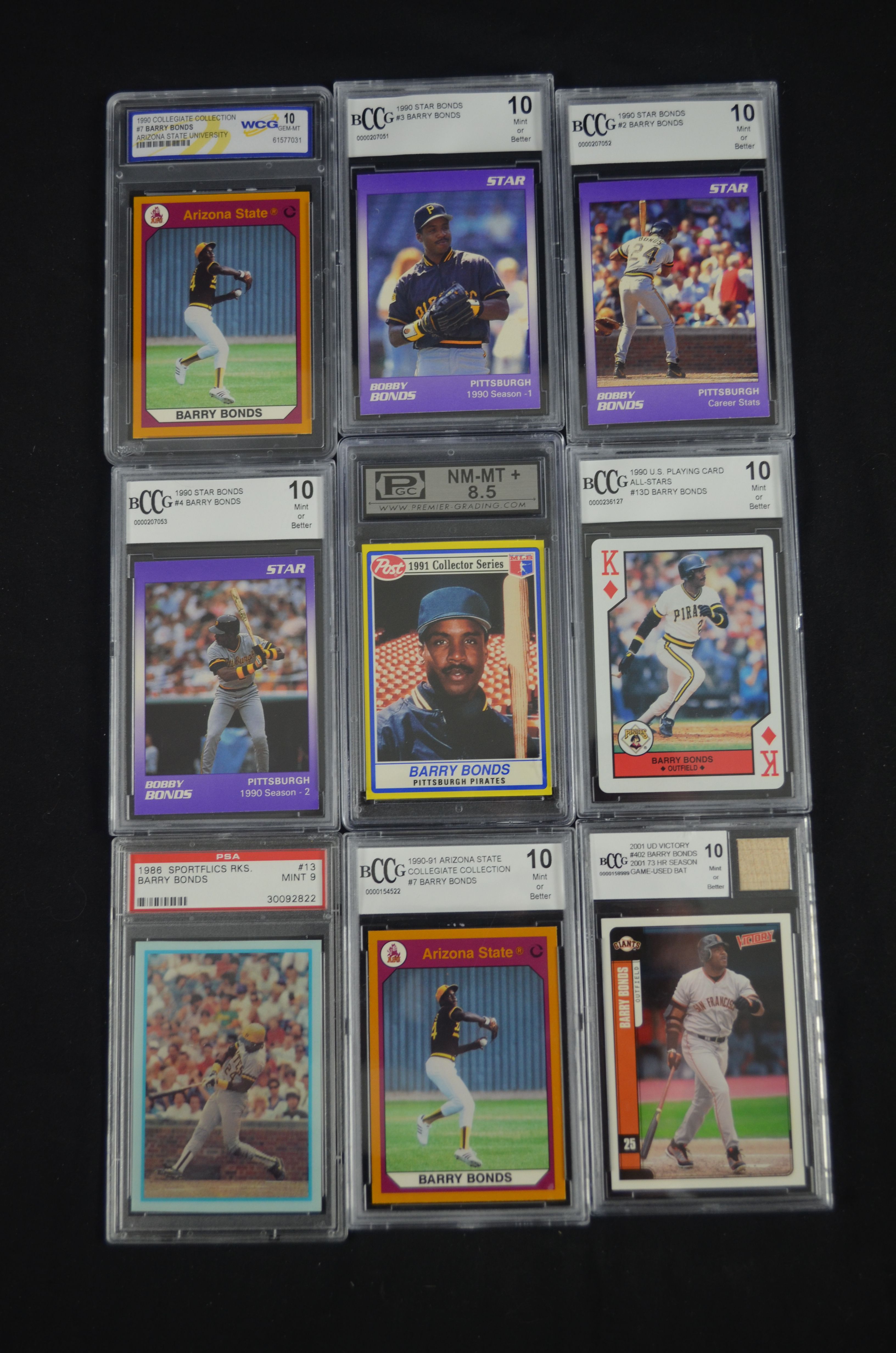 Lot Detail - Barry Bonds Lot of 9 Graded Baseball Cards