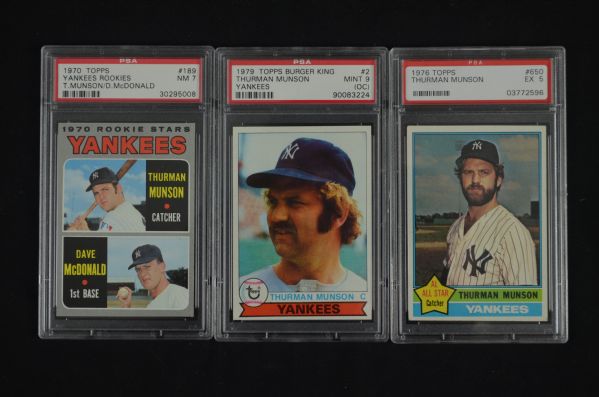 Thurman Munson Lot of 3 Graded Baseball Cards 