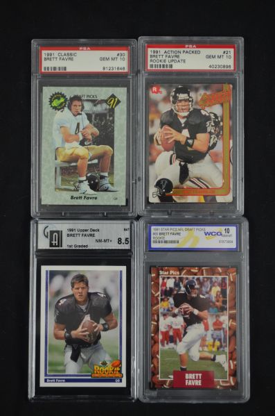 Brett Favre Lot of 4 Graded Football Cards