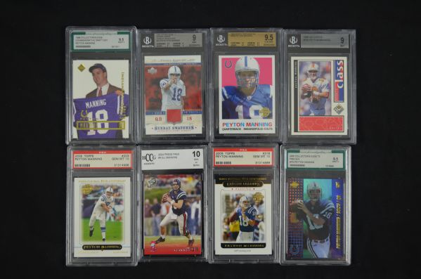 Peyton & Eli Manning Lot of 8 Graded Football Cards