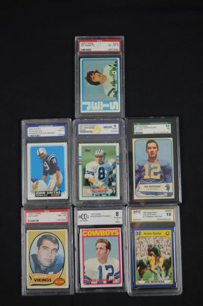 Vintage QB Lot of 7 Graded Football Cards