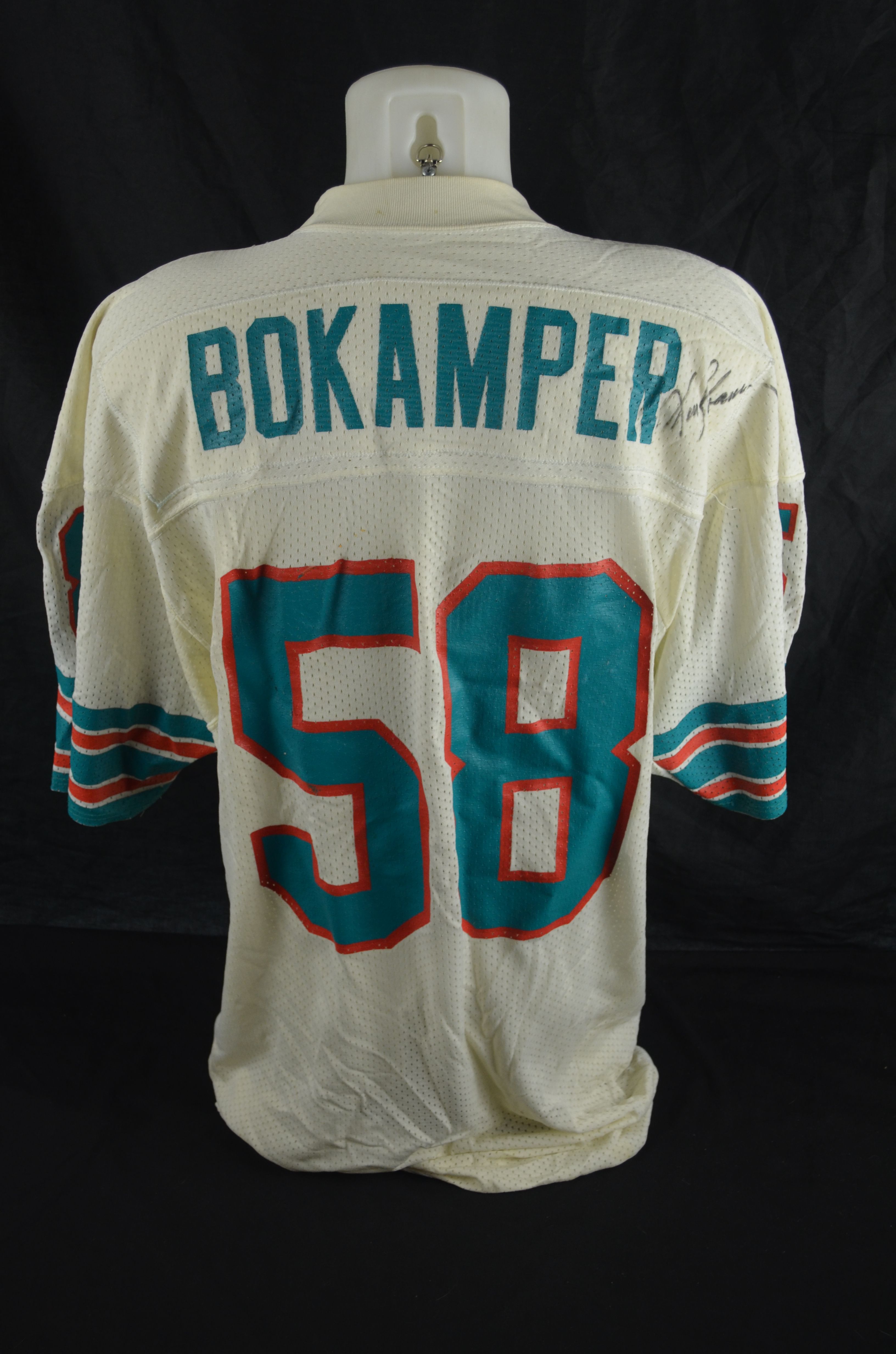 Lot Detail - 1981-83 Kim Bokamper Miami Dolphins Signed Game Worn Road  Jersey (MEARS LOA/JSA)