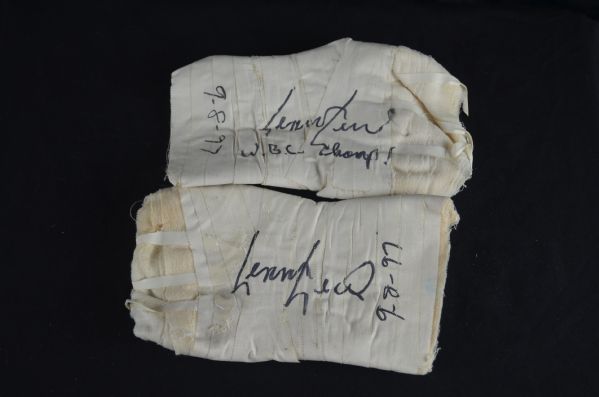 Lennox Lewis vs. Akinwande 1997 Worn Fight Wraps & Jim Roe Letter of Provenance