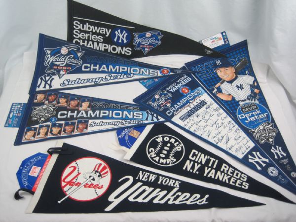 New York Yankees Lot of 7 Autographed Pennants